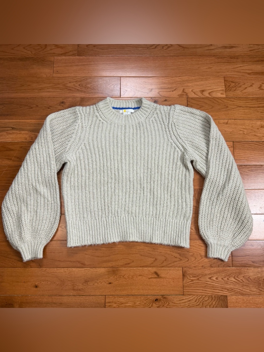 Boden Chunky Ribbed Knit Cropped Balloon Sleeve Sweater
